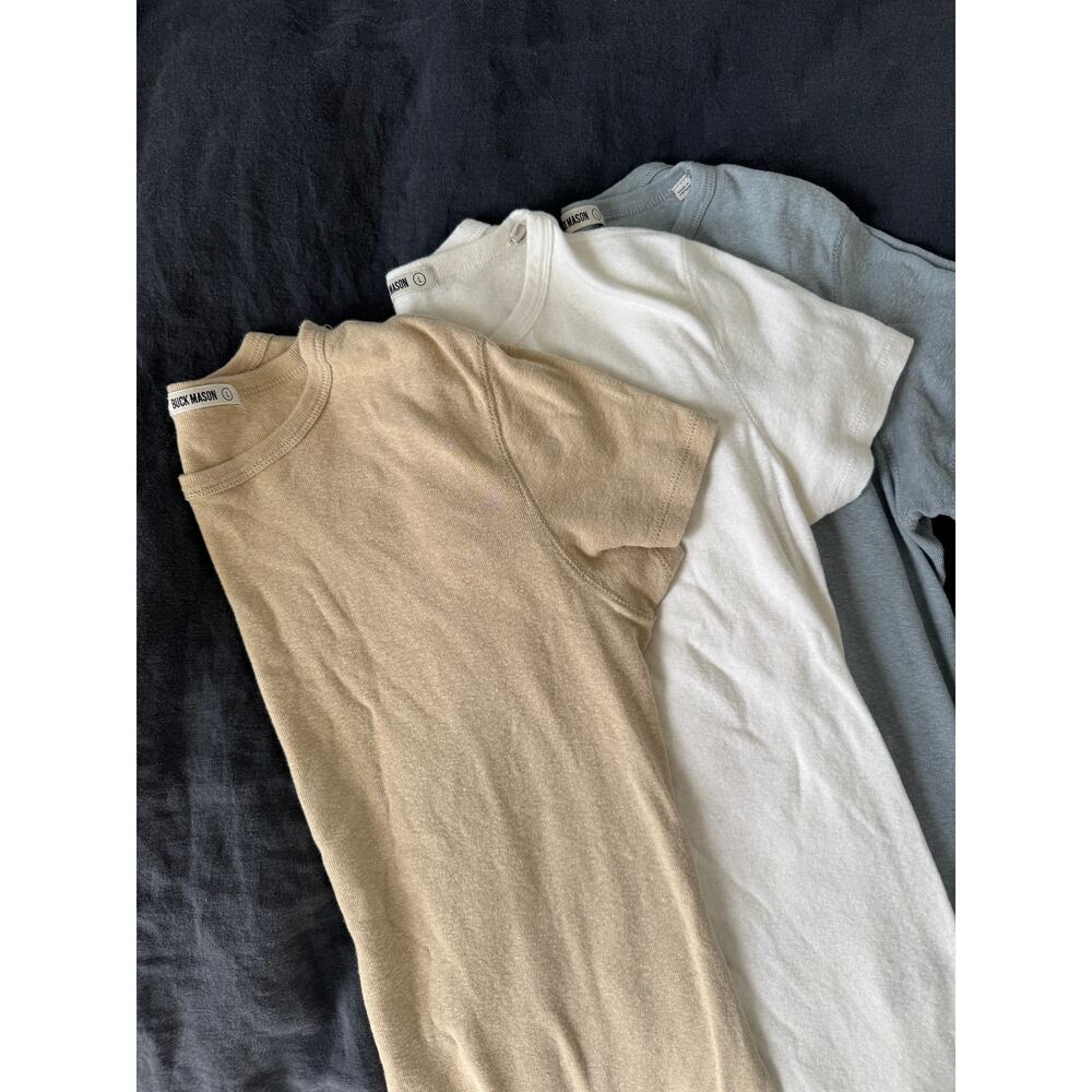 Buck Mason Short Sleeve Tees - Tan, White, Gray